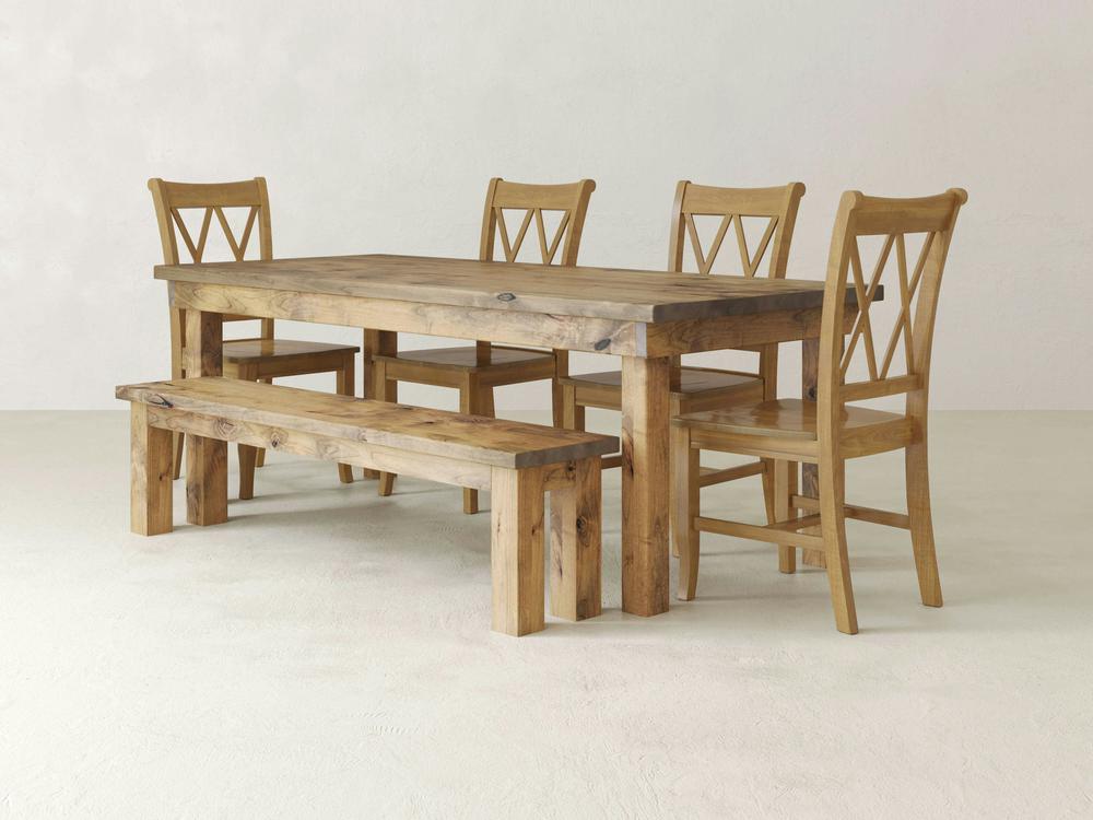 Farmhouse, Double X-Back &amp; Bench Dining Set - James &amp; James