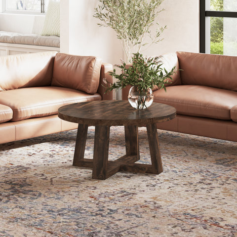 Pictured at 36" in Tobacco Finish. Pictured with <a href="/products/braden-couch">Braden Couches</a> on the <a href="/products/marisol">Marisol Rug</a>.