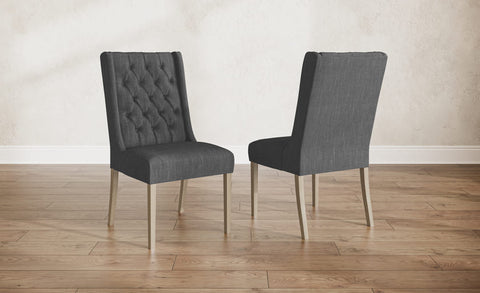 Grey Linen Lauren Tufted Chair