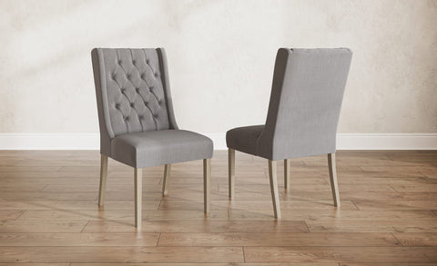 Oxford Warm Grey Lauren Tufted Linen Chair