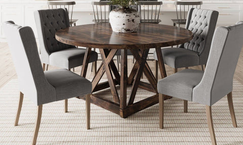 Pictured at 60" in Tobacco Finish. Pictured with <a href="/products/craftsman-weave">Craftsman Weave Rug</a> and <a href="/products/lauren-tufted-linen">Lauren Tufted Linen Chairs</a>.