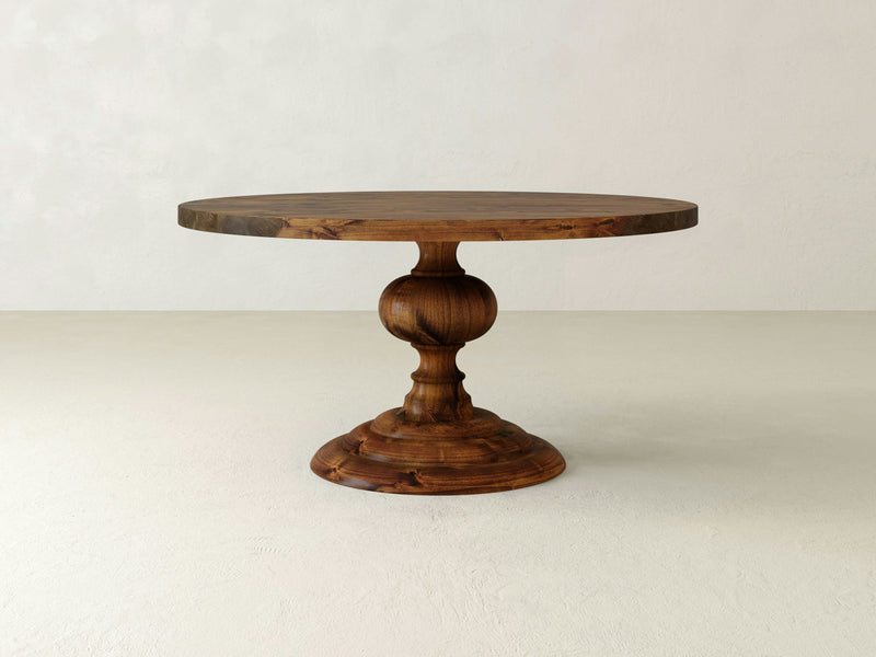 A detailed close-up of the exquisite wood grain on the James+James Josephine Round Dining Table - Tuscany.