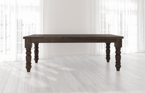 Pictured at 7' L - 9' L x 37" W in Tobacco Finish with Baluster Turned Legs.
