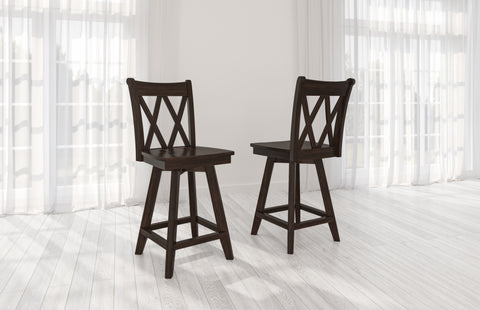 Double X-Back Swivel Stool in Tobacco Finish