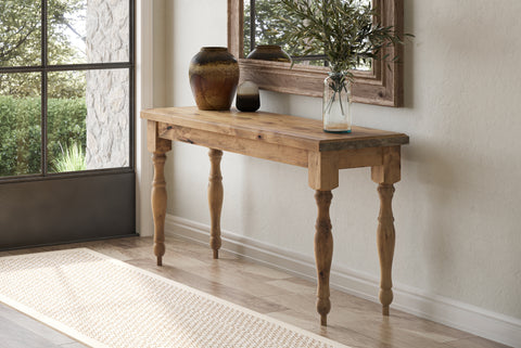 Pictured in Harvest Wheat Finish. Pictured with the <a href="/products/sanibel-natural">Sanibel Natural Rug</a>.