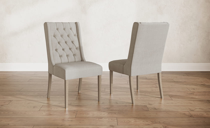 Off White Lauren Tufted Linen Chair James + James James+James