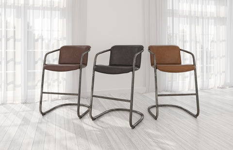 Lawson Leather and Metal Stool