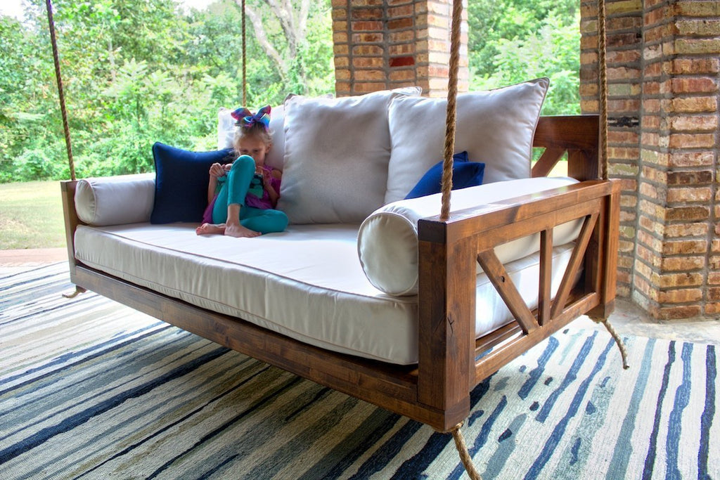How to Build a Crib Mattress Porch Swing - Plank and Pillow